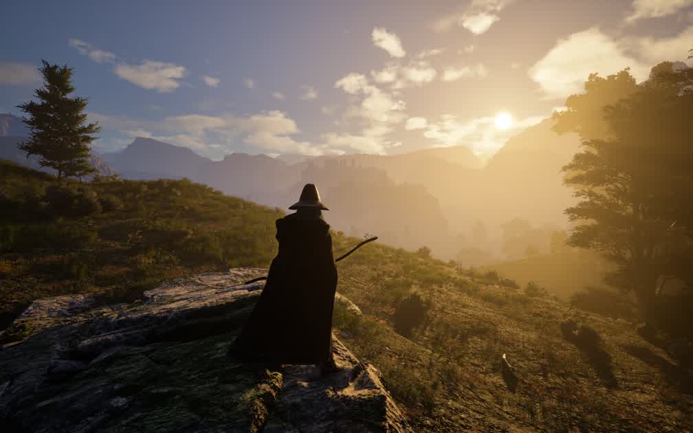 Thorald gazes upon a valley sunrise.